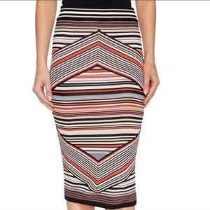 Romeo and Juliet Couture Stretchy Knit Pencil Skirt, Warm Tone Stripes, NWOT, Sm